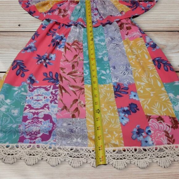 UMGEE | PATCHWORK PAISLEY COLORFUL BOHO BEACHY  OFF THE SHOULDER STRAPLESS DRESS - Picture 15 of 16